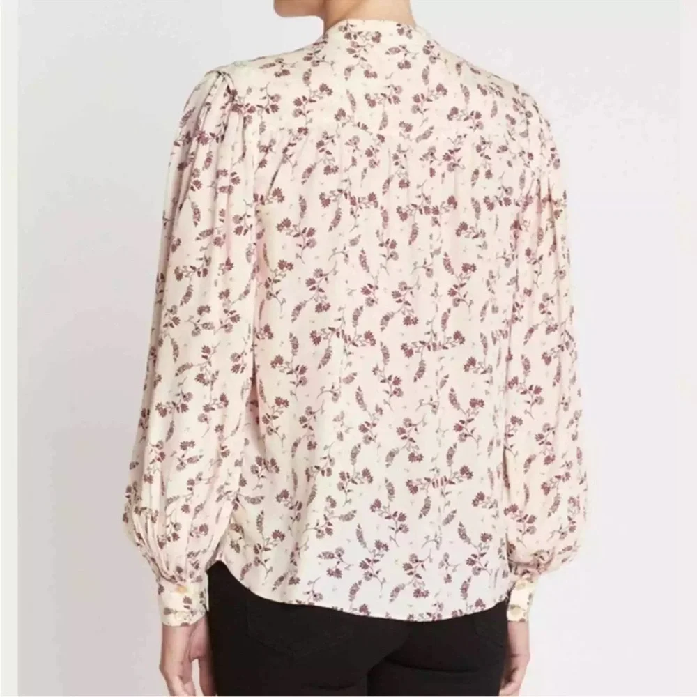 Frame Denim Pink Buttoned Blouse with Mandarin Collar